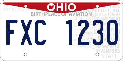 OH license plate FXC1230