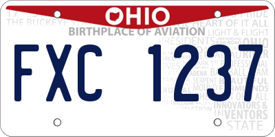OH license plate FXC1237