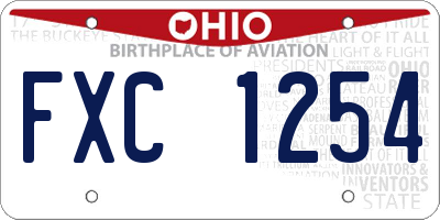 OH license plate FXC1254
