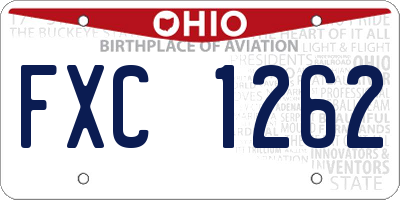 OH license plate FXC1262
