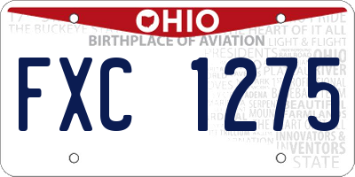 OH license plate FXC1275