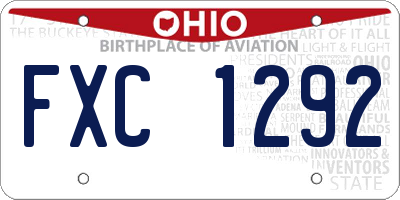 OH license plate FXC1292