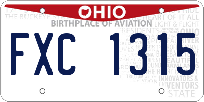 OH license plate FXC1315