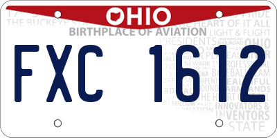 OH license plate FXC1612