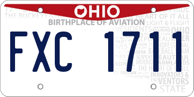OH license plate FXC1711