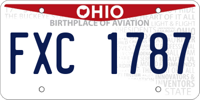 OH license plate FXC1787