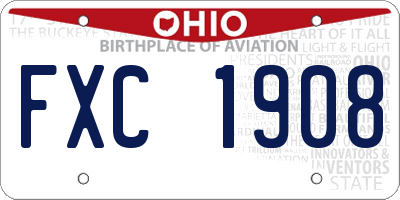 OH license plate FXC1908