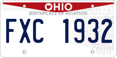OH license plate FXC1932
