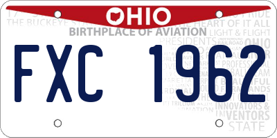 OH license plate FXC1962