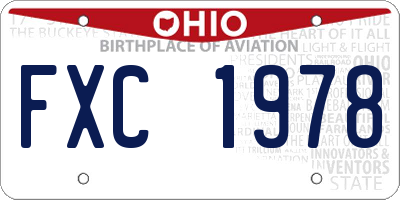 OH license plate FXC1978