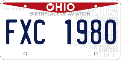 OH license plate FXC1980