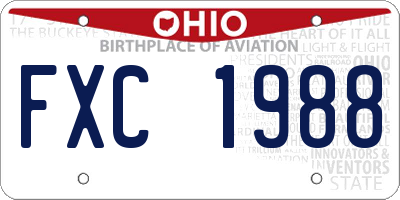 OH license plate FXC1988
