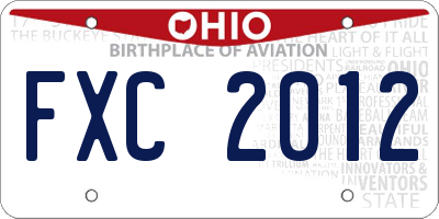 OH license plate FXC2012