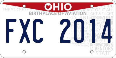 OH license plate FXC2014