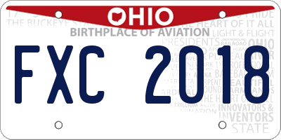 OH license plate FXC2018