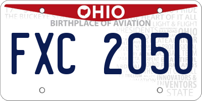 OH license plate FXC2050