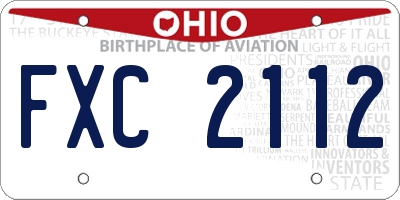 OH license plate FXC2112