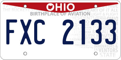 OH license plate FXC2133