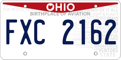OH license plate FXC2162