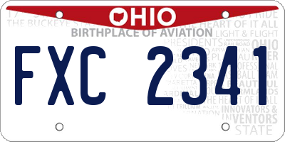 OH license plate FXC2341