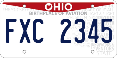 OH license plate FXC2345