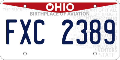 OH license plate FXC2389