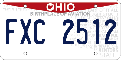 OH license plate FXC2512