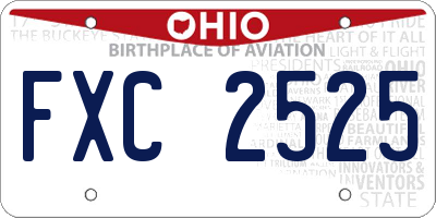 OH license plate FXC2525