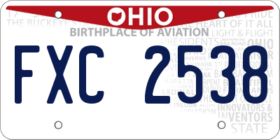 OH license plate FXC2538