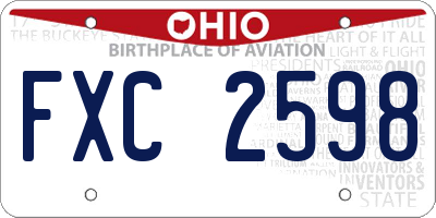 OH license plate FXC2598