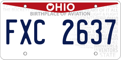 OH license plate FXC2637