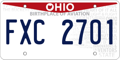OH license plate FXC2701