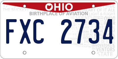 OH license plate FXC2734