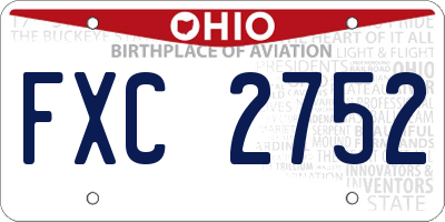 OH license plate FXC2752