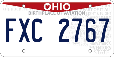 OH license plate FXC2767