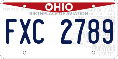 OH license plate FXC2789