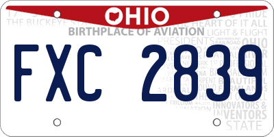 OH license plate FXC2839
