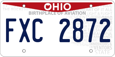 OH license plate FXC2872