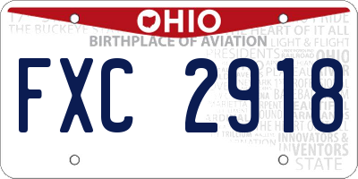 OH license plate FXC2918