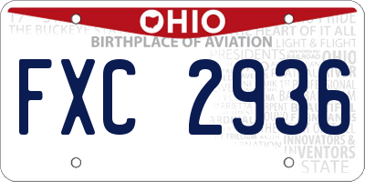 OH license plate FXC2936