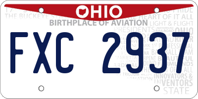 OH license plate FXC2937