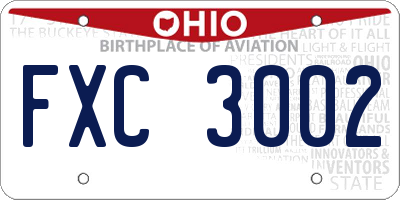 OH license plate FXC3002