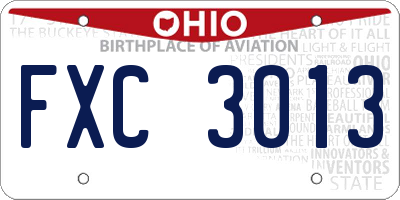 OH license plate FXC3013