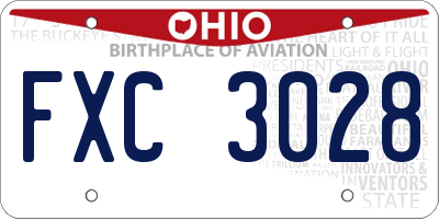 OH license plate FXC3028