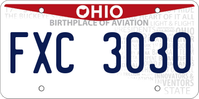 OH license plate FXC3030
