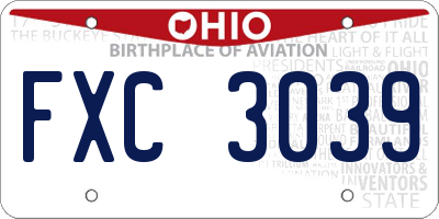 OH license plate FXC3039