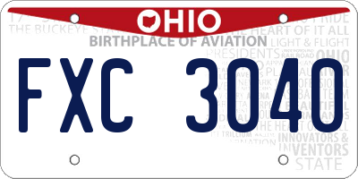 OH license plate FXC3040