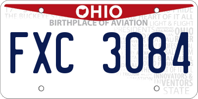OH license plate FXC3084