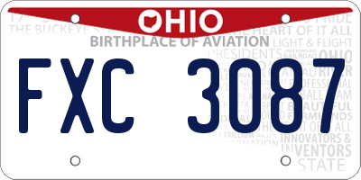 OH license plate FXC3087
