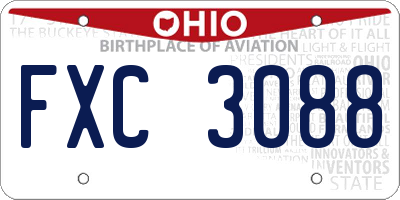 OH license plate FXC3088